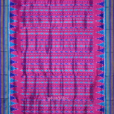 Purple Blue Odisha Ikat Khandua Silk Saree