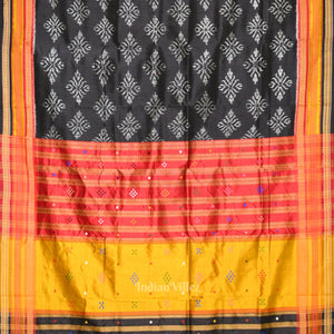Exclusive Black Kathiphera Odisha Ikat Khandua Silk Saree