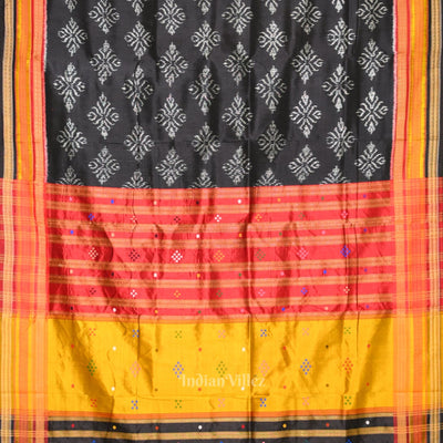 Exclusive Black Kathiphera Odisha Ikat Khandua Silk Saree