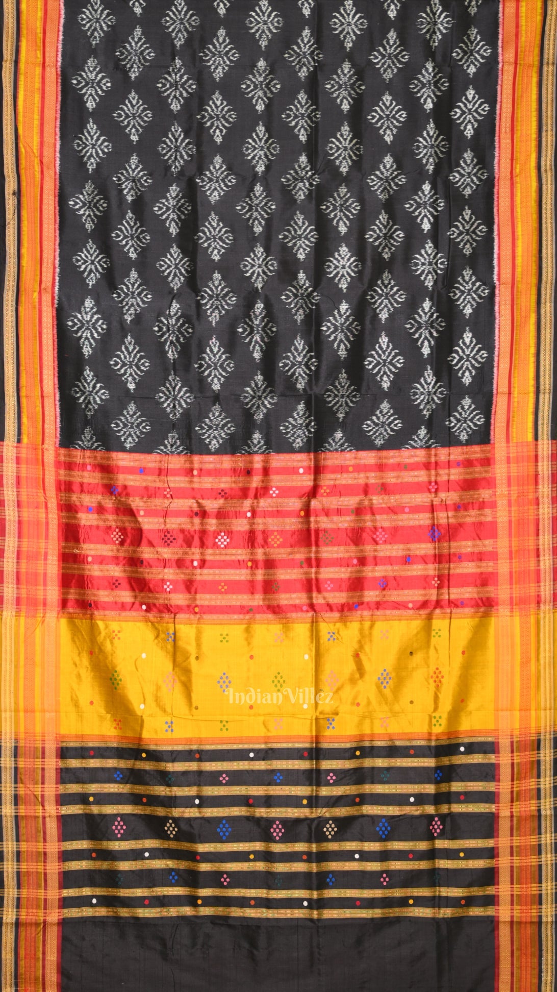 Exclusive Black Kathiphera Odisha Ikat Khandua Silk Saree