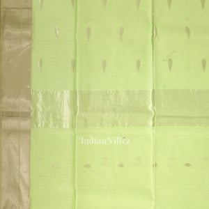Parrot Green Pure Silk Cotton Maheshwari Saree