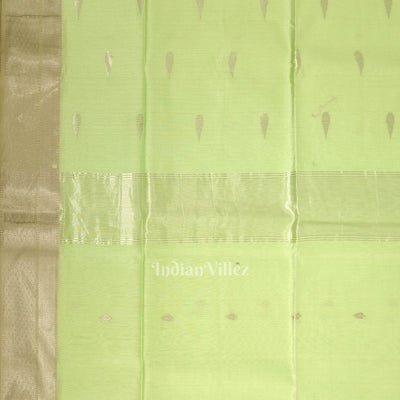 Parrot Green Pure Silk Cotton Maheshwari Saree