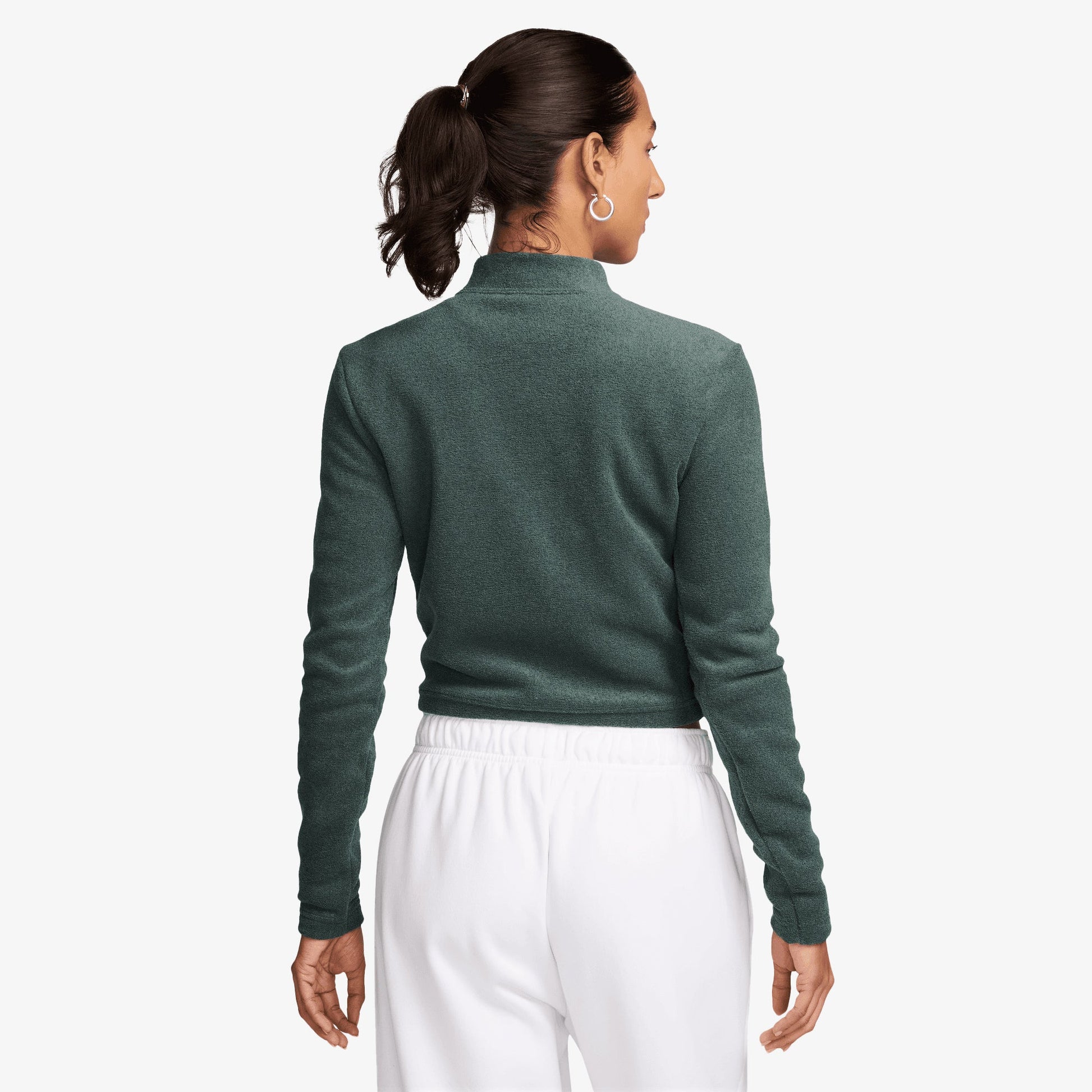 NIKE | SLIM LONG-SLEEVE COZY FLEECE 1/2-ZIP TOP { VINTAGE GREEN/BICOASTAL
