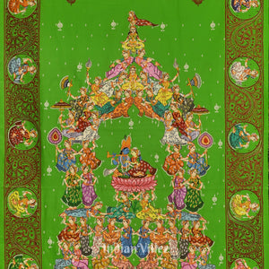 Green Dual Tone Kandarpa Rath Hand-painted Pattachitra Saree