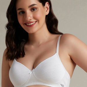 Simply Soft Padded Non-Wired Cotton Bra - White
