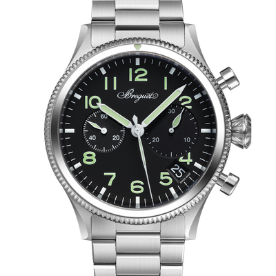 Breguet Swiss watch Brand Type XX Black Dial Silver Watch for Men
