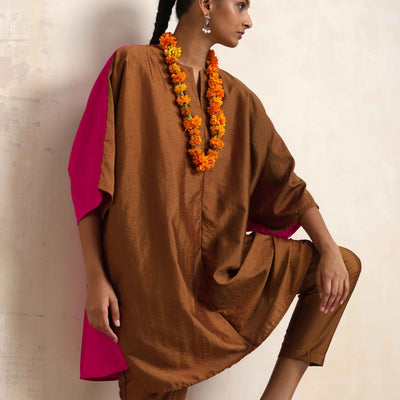trueBrowns Brown Silk Co-ord Set