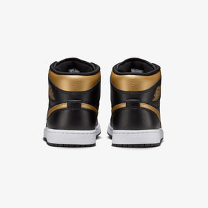 JORDAN | AIR JORDAN 1 MID { BLACK/METALLIC GOLD-WHITE