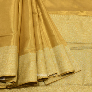 Golden Yellow Pure Kanjivaram Tissue Silk Saree