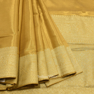Golden Yellow Pure Kanjivaram Tissue Silk Saree