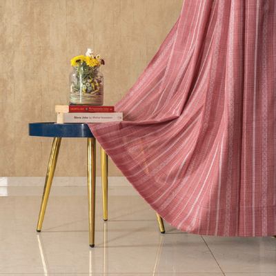 Aari Collection Embriodered Sheer Curtains, 40-50 % Light Filtering Curtains - Pack of 2 - Vertical Weaves Berry