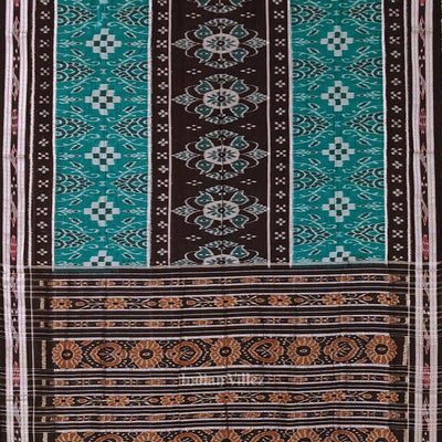 Green Black Flower Pasapali Sambalpuri Pure Cotton Saree