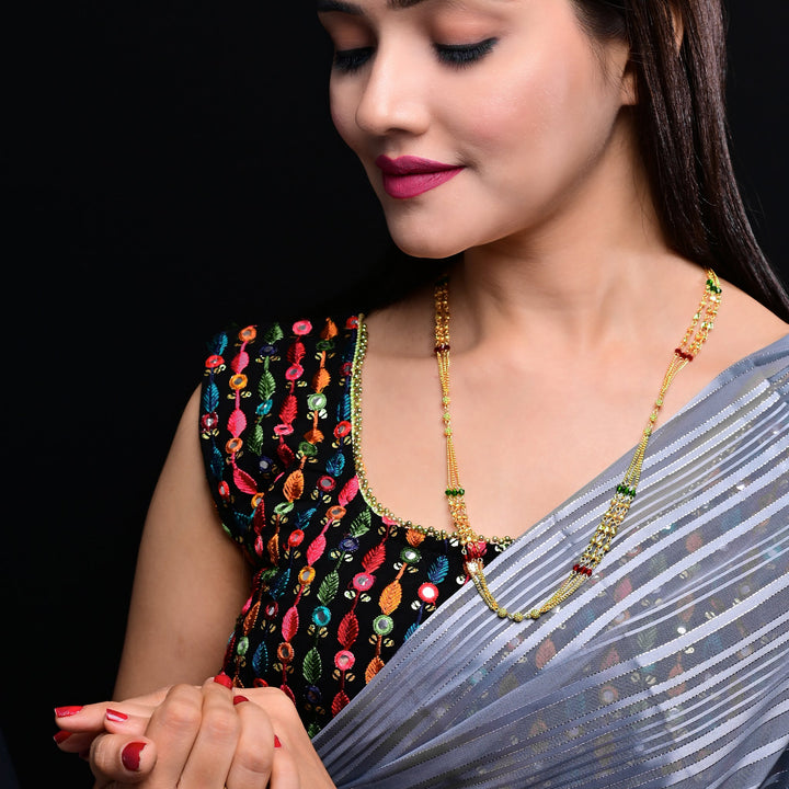 Appealing Gold Plated Multicolour Necklace Mala For Women