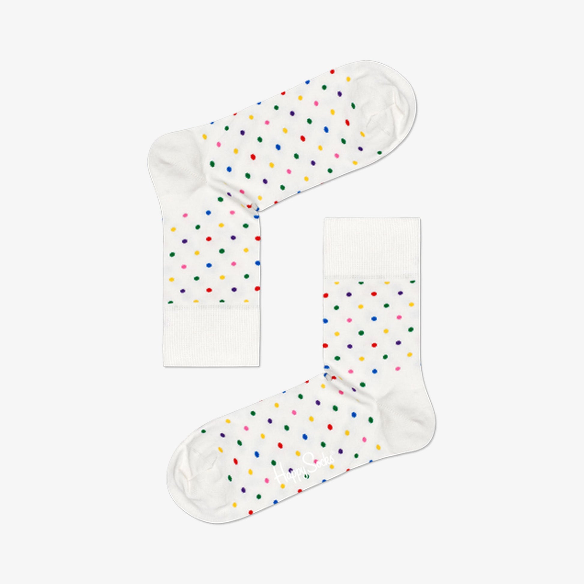 Happy Socks | DOT HALF CREW SOCK  { WHITE
