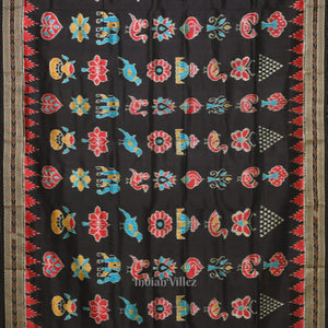 Black Nabakothi Odisha Ikat Khandua Silk Saree