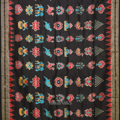 Black Nabakothi Odisha Ikat Khandua Silk Saree