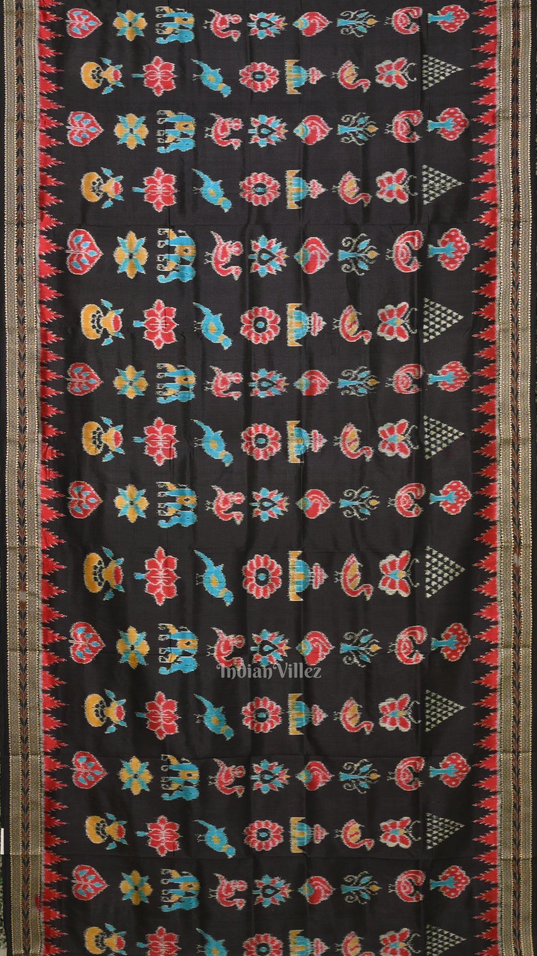 Black Nabakothi Odisha Ikat Khandua Silk Saree