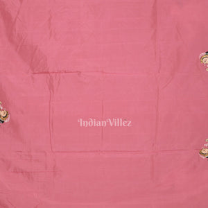 Peach Pink Shree Jagannath Ratha Yatra Hand-Painted Pattachitra Saree