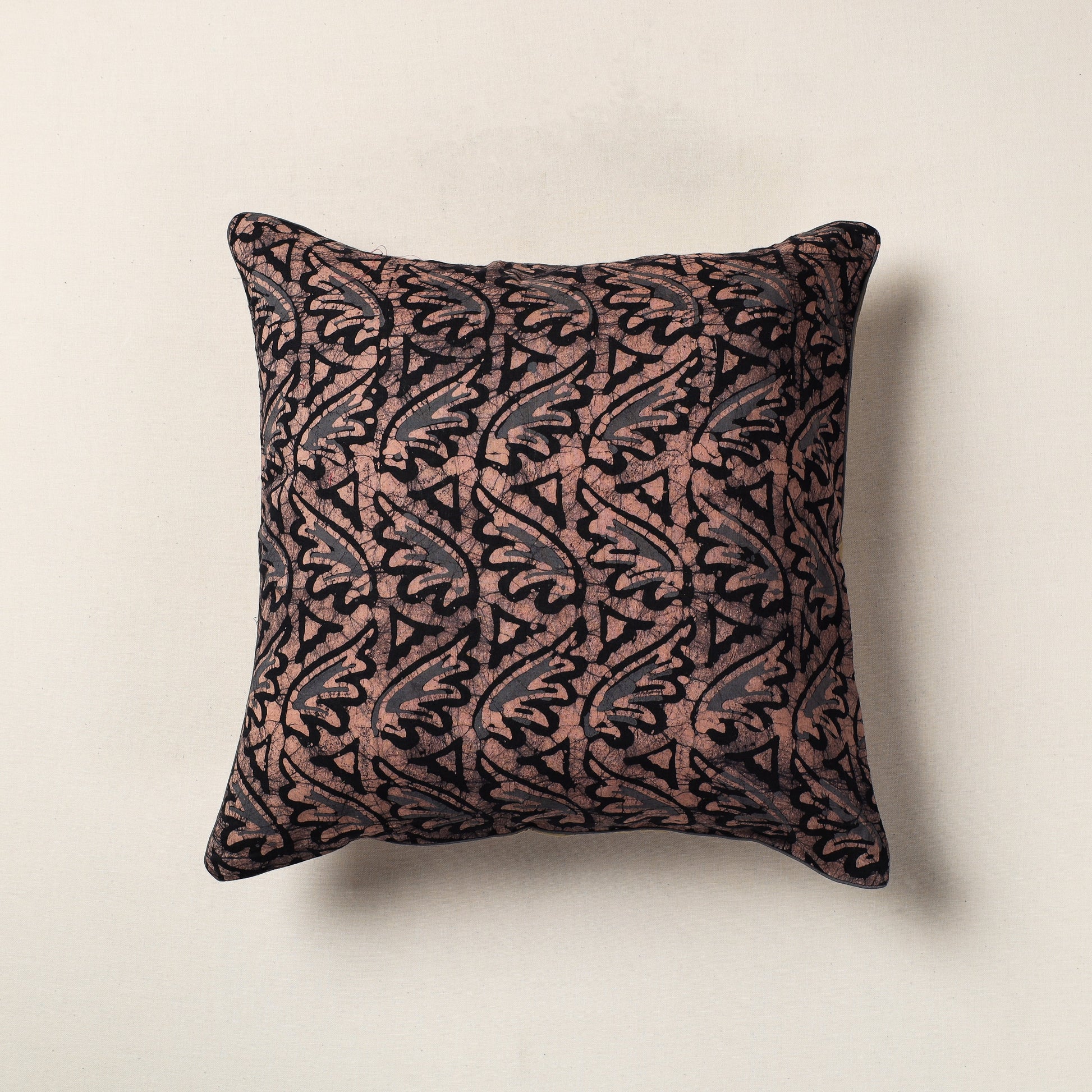 Brown - Pure Cotton Hand Batik Cushion Cover (18 x 18 in)