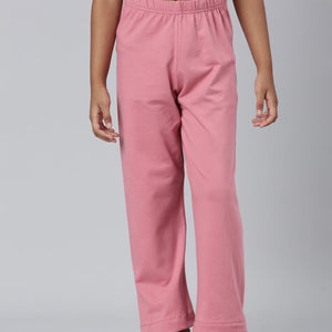 Girls Blush Pink Side Stripe Mid Rise Track Pants
