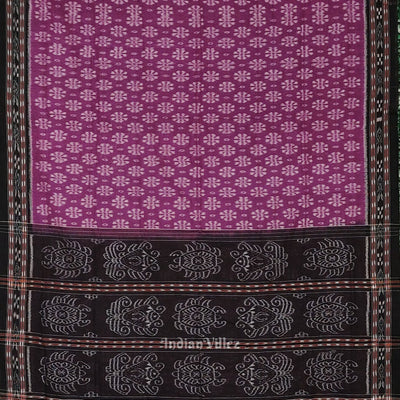 Purple Black Floral Odisha Ikat Sambalpuri Cotton Saree