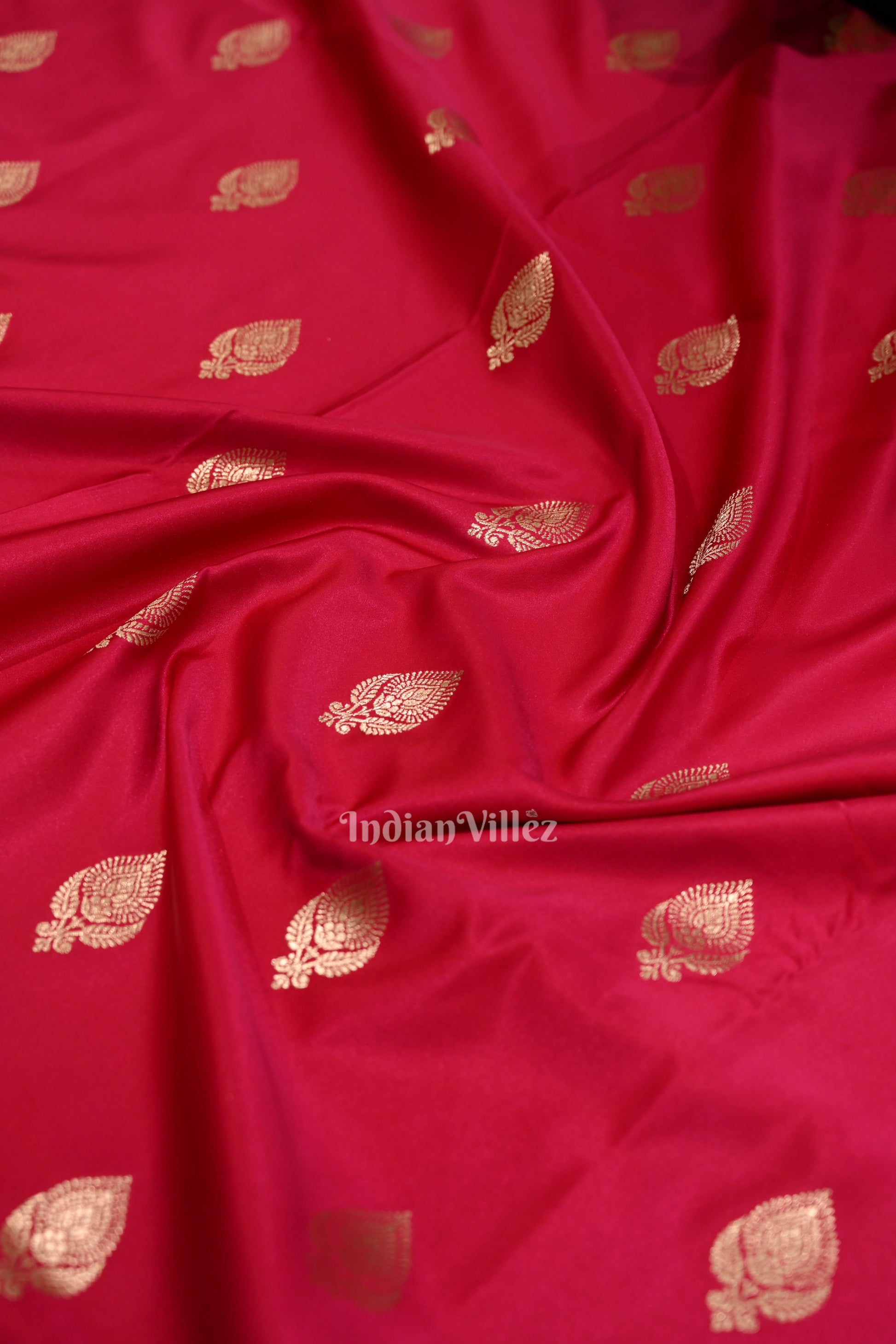 Bridal Ruby Pink Soft Pure Mashru Satin Silk Banarasi Saree