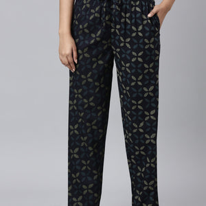 Women Printed Navys Woven Viscose Lounge Pants