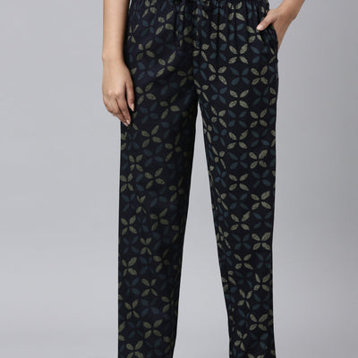 Women Printed Navys Woven Viscose Lounge Pants