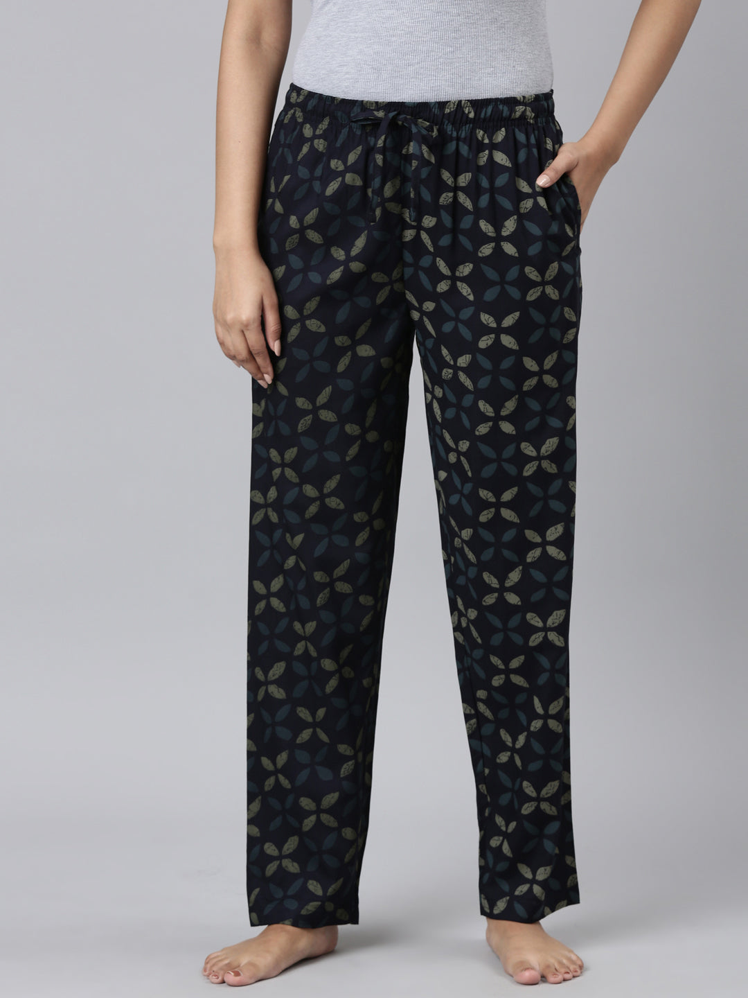 Women Printed Navys Woven Viscose Lounge Pants