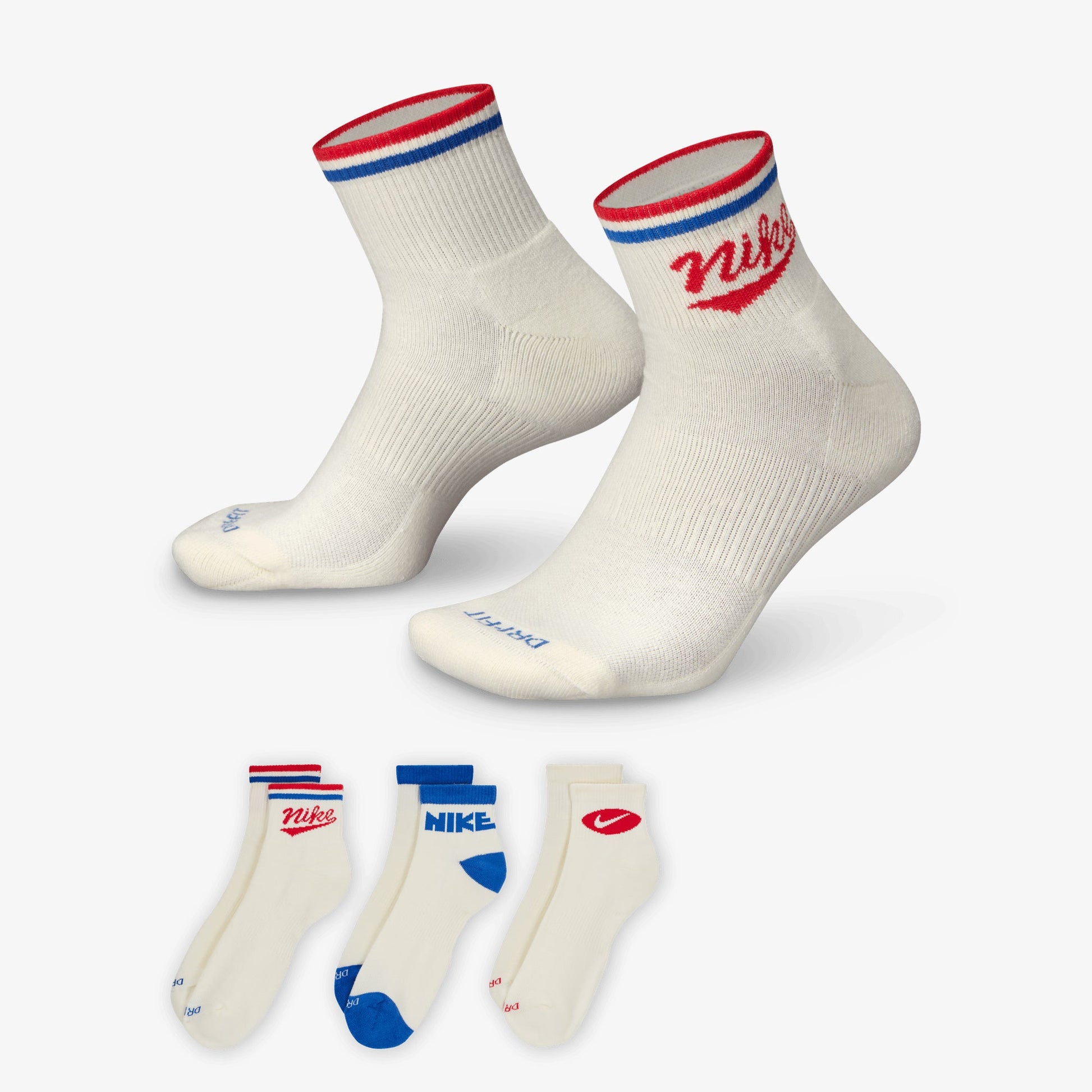 NIKE | EVERYDAY PLUS ANKLE SOCKS (3 PARIS) { MULTI-COLOR