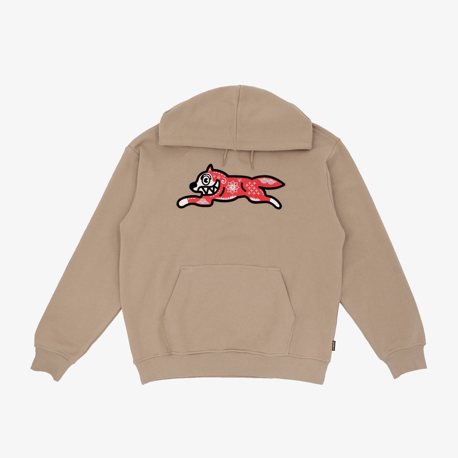 Icecream | KIRIGAMI RUNNING DOG FLOCK HOODIE  { BEIGE