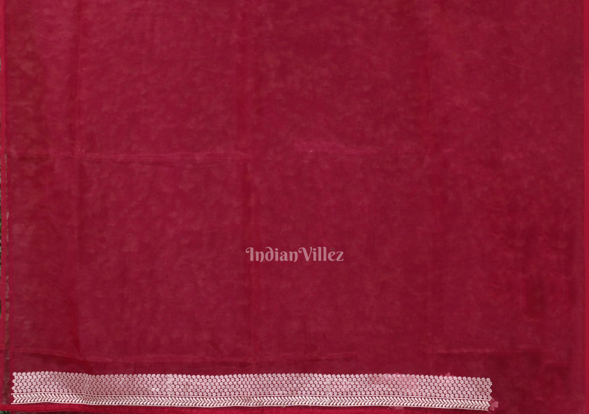 Vivid Pink Parsi Gara Floral Motif Hand Embroidered Saree