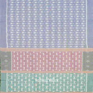 Blue Grey Odisha Sambalpuri Ikat Cotton Saree