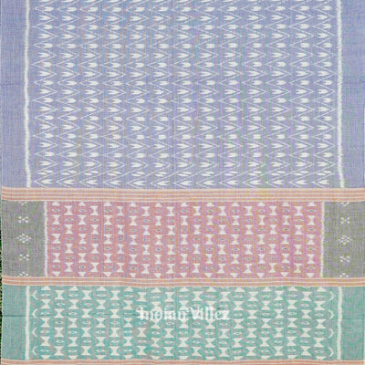 Blue Grey Odisha Sambalpuri Ikat Cotton Saree