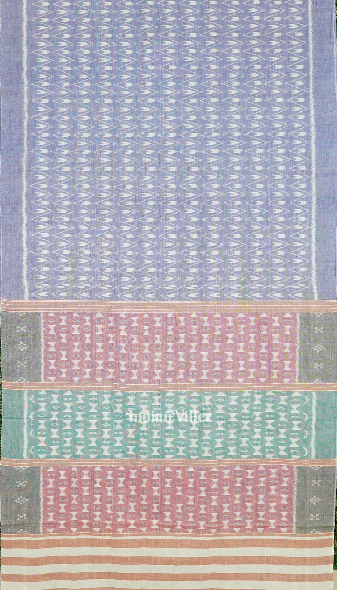 Blue Grey Odisha Sambalpuri Ikat Cotton Saree