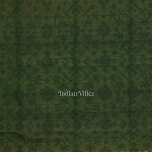 Chandan with Green Pochampally Ikat Sico (Silk & Cotton) Saree with Zari Border