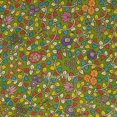 Off White Hand-Painted Natural Dye Cotton Kalamkari Saree