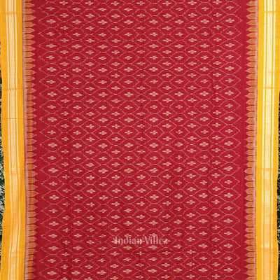 Red Yellow Pasapali Maniabandha Cotton Saree