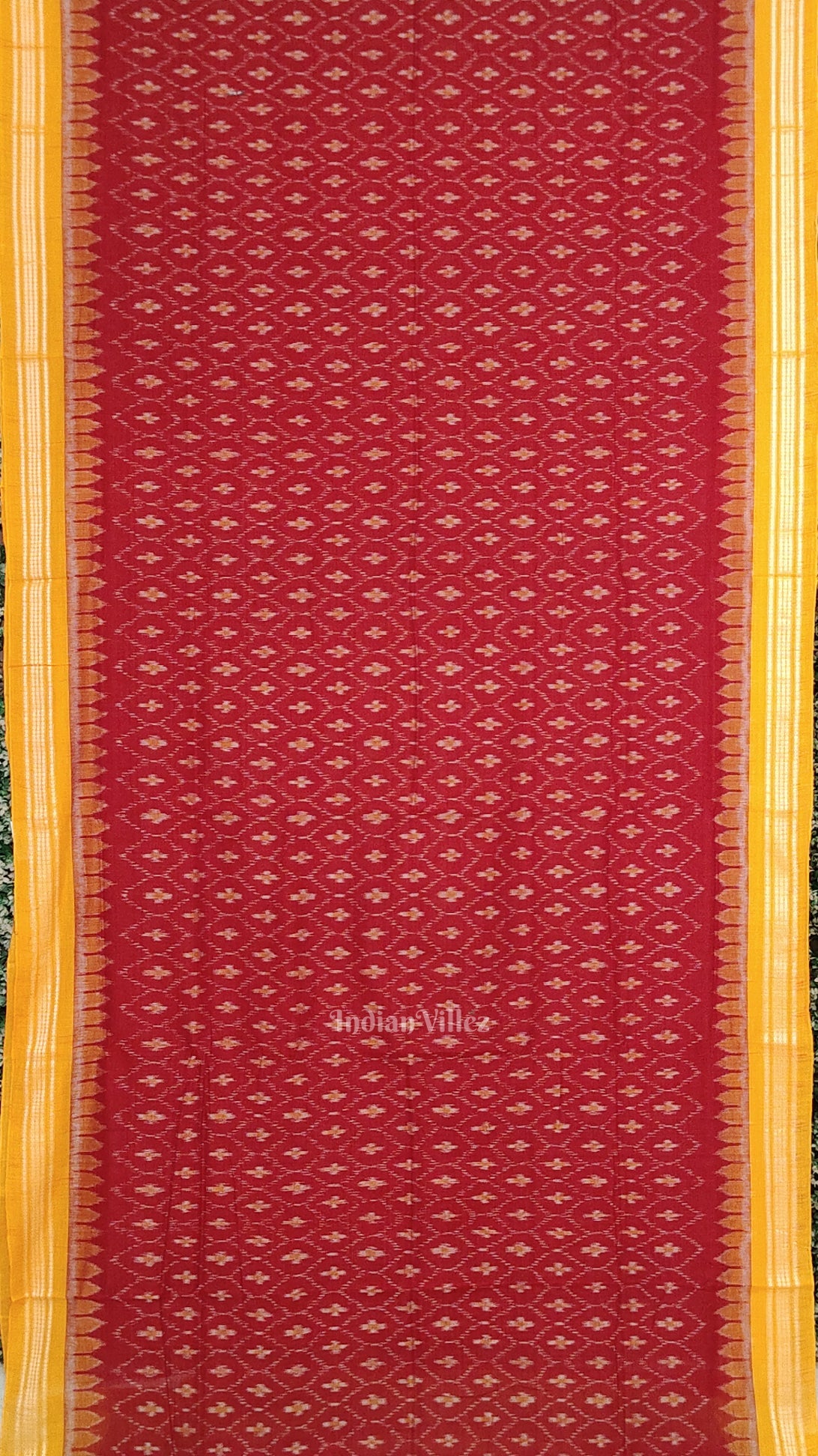 Red Yellow Pasapali Maniabandha Cotton Saree