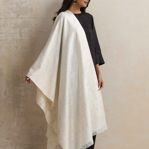 trueBrowns Ivory Gold Woollen Stole