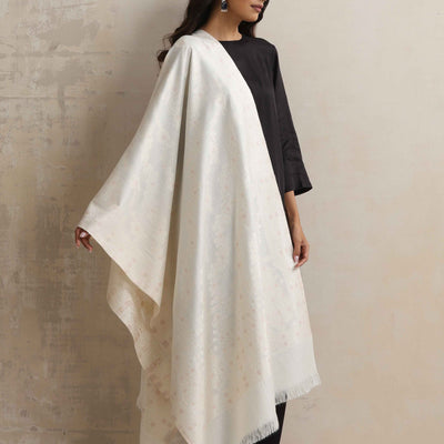 trueBrowns Ivory Gold Woollen Stole