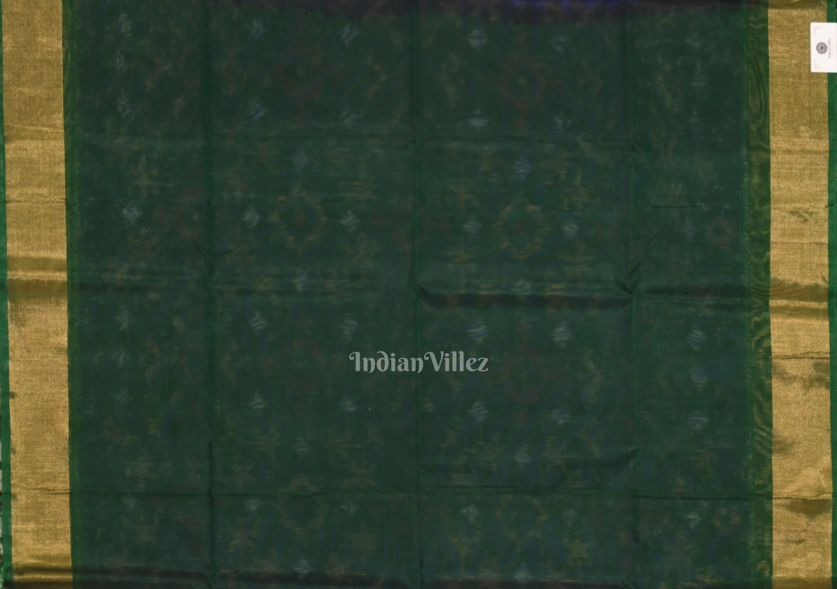 Blue Pochampally Ikat Sico (Silk & Cotton) Saree with Zari Border