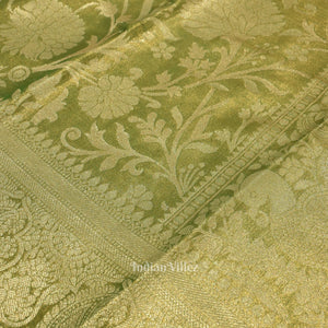 Moss Green Pure Kanjivaram Tissue Silk Saree