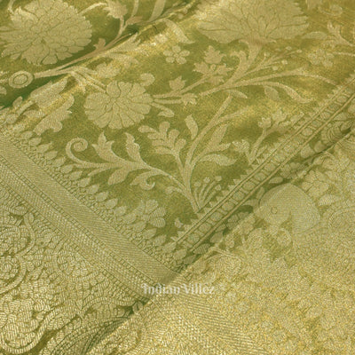 Moss Green Pure Kanjivaram Tissue Silk Saree