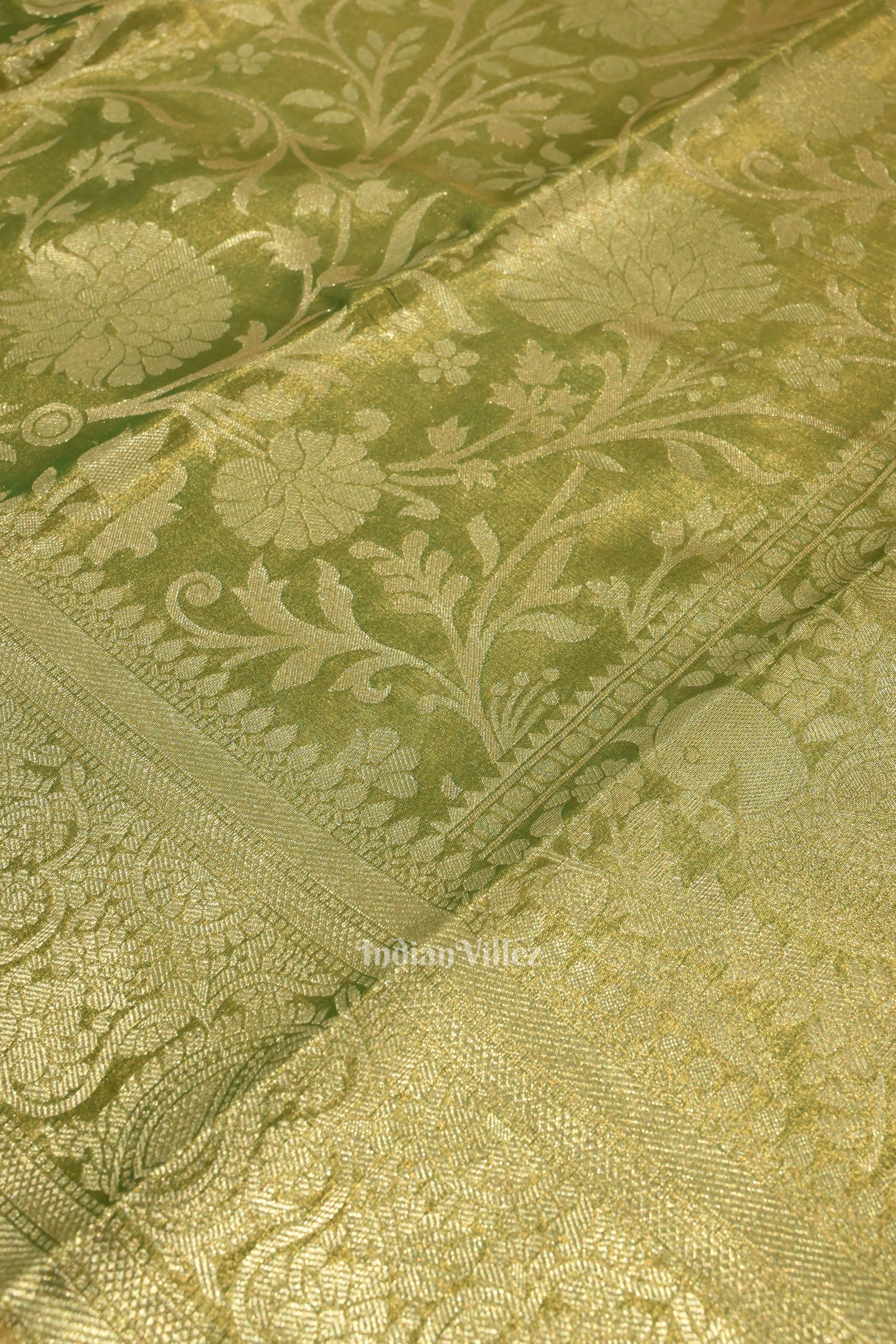 Moss Green Pure Kanjivaram Tissue Silk Saree