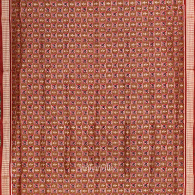 Golden Maroon Elephant Theme Sambalpuri Silk Saree