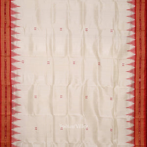 White Red Buti Odisha Ikat Khandua Silk Saree