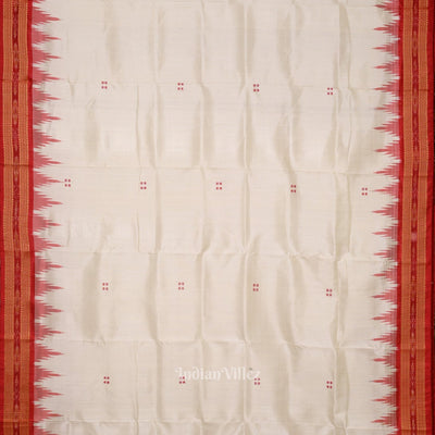 White Red Buti Odisha Ikat Khandua Silk Saree