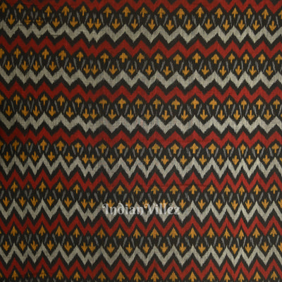 Black with Multi Color Odisha Ikat Cotton Fabric