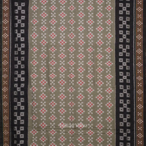 Sage Green Black Body Pasapali Sambalpuri Pure Cotton Saree